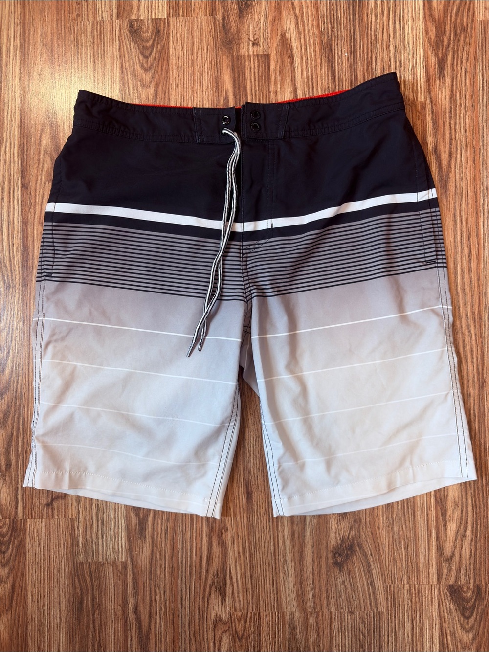 GOODFELLOW  & CO Men's Black Gray White Board Swim Shorts Trunks